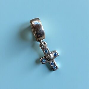authentic pandora Cross Blue Stones Charm Retired Super Shiny And Pretty